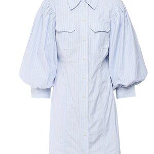 Sz 38 Ganni Blue Stripe Cotton Mini Dress